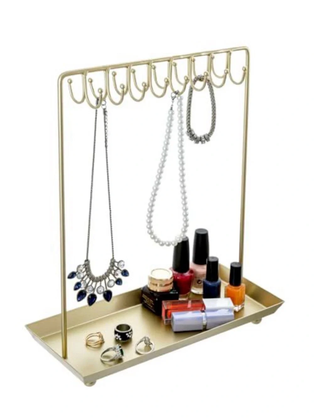 Gold Jewelry Stand Display with Multiple Hooks
